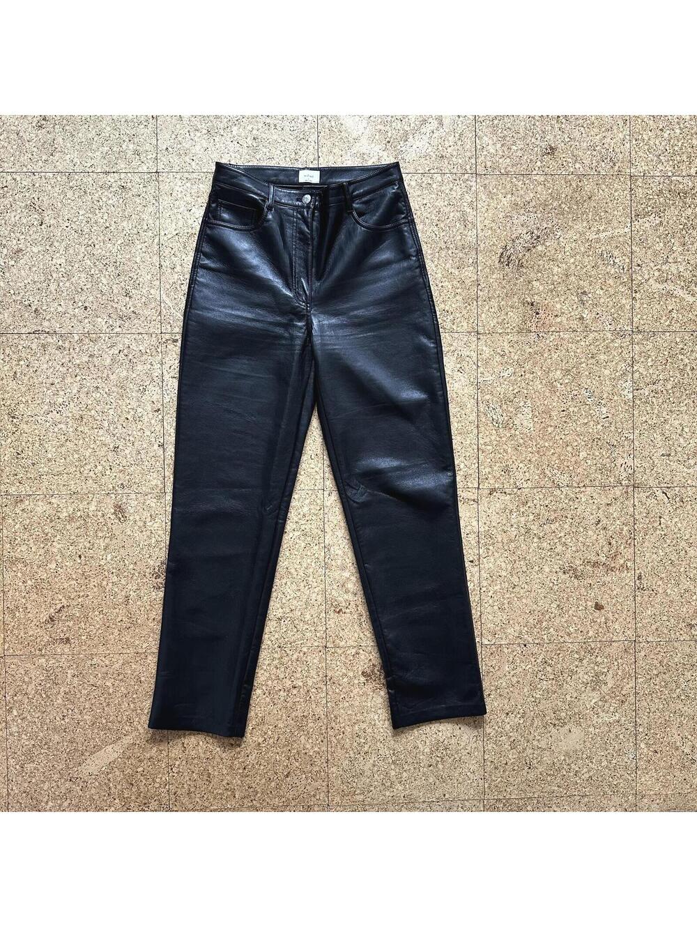 Wilfred Melina High Rise Vegan Leather Pants Women's 8 Black Straight Chic Edgy
